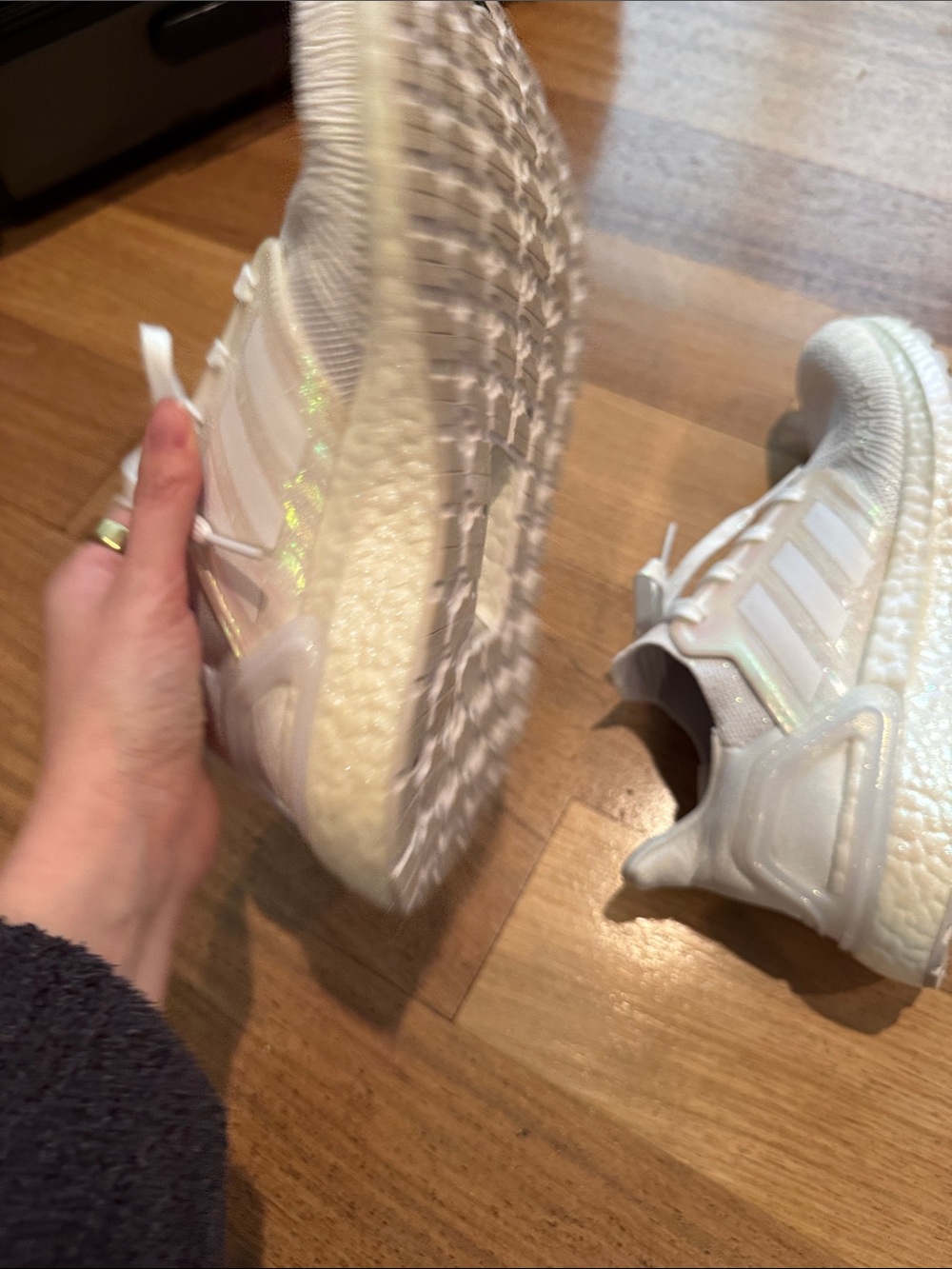 adidas ultraboost White Knit Lace-Up Running Shoes - Picture 3 of 6